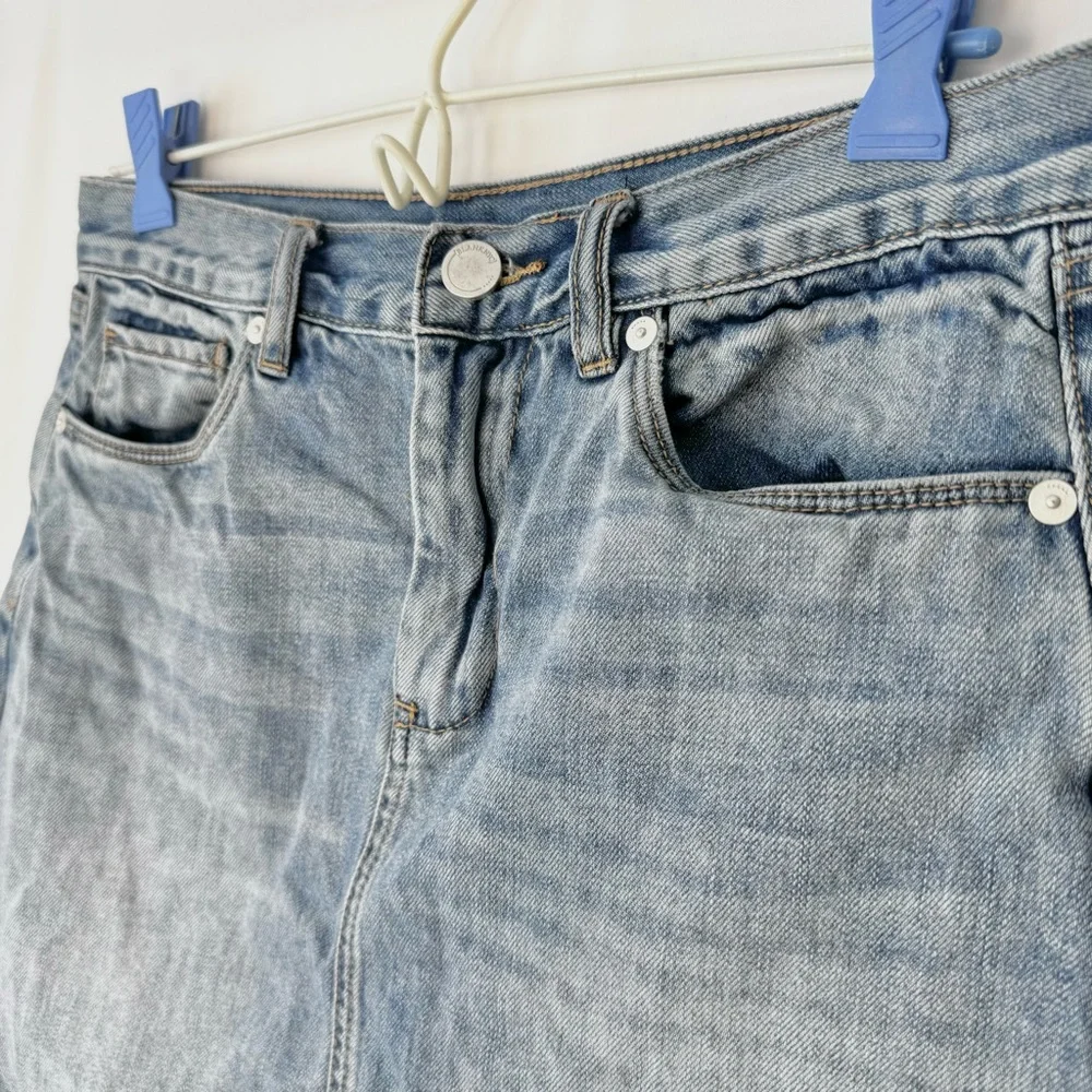 Blank NYC Mini Jean Skirt Blue Denim Raw Frayed Hem Distressed Size 27